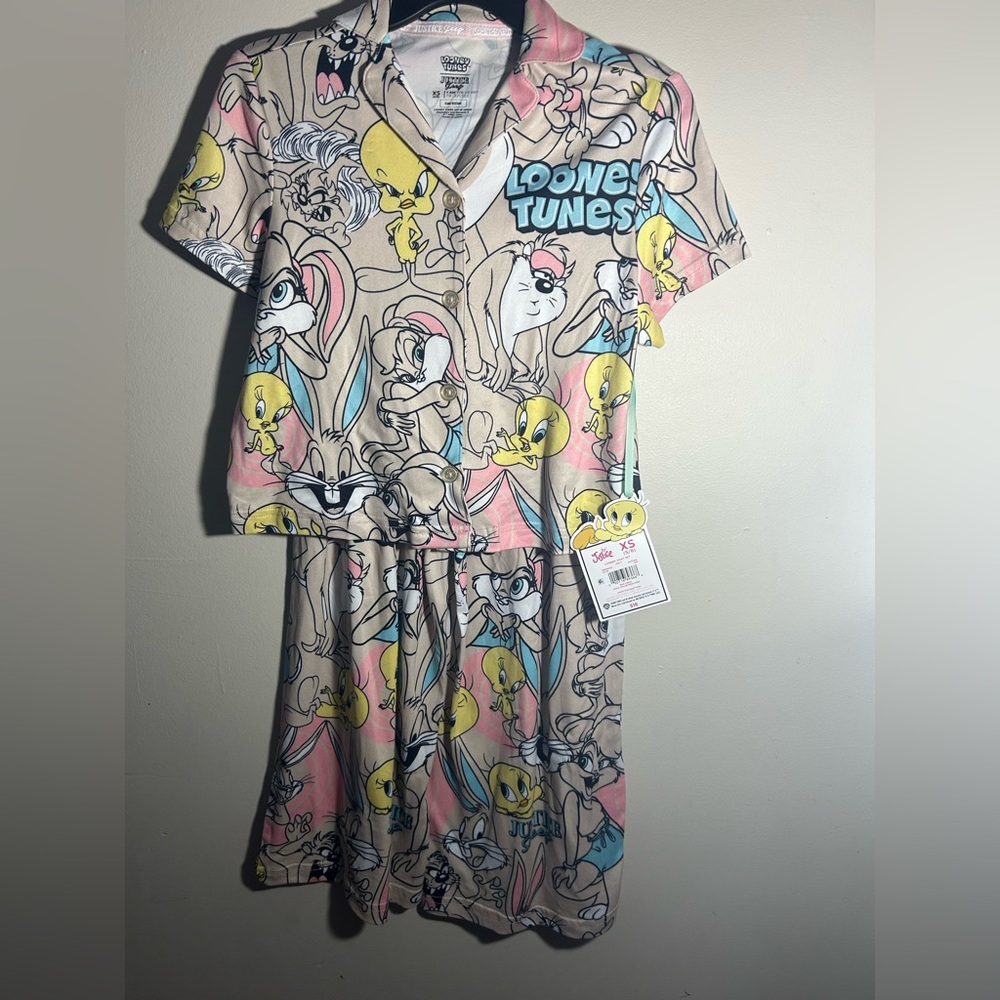 Justice Tweety and Friends Pajama Set - Pink and Blue